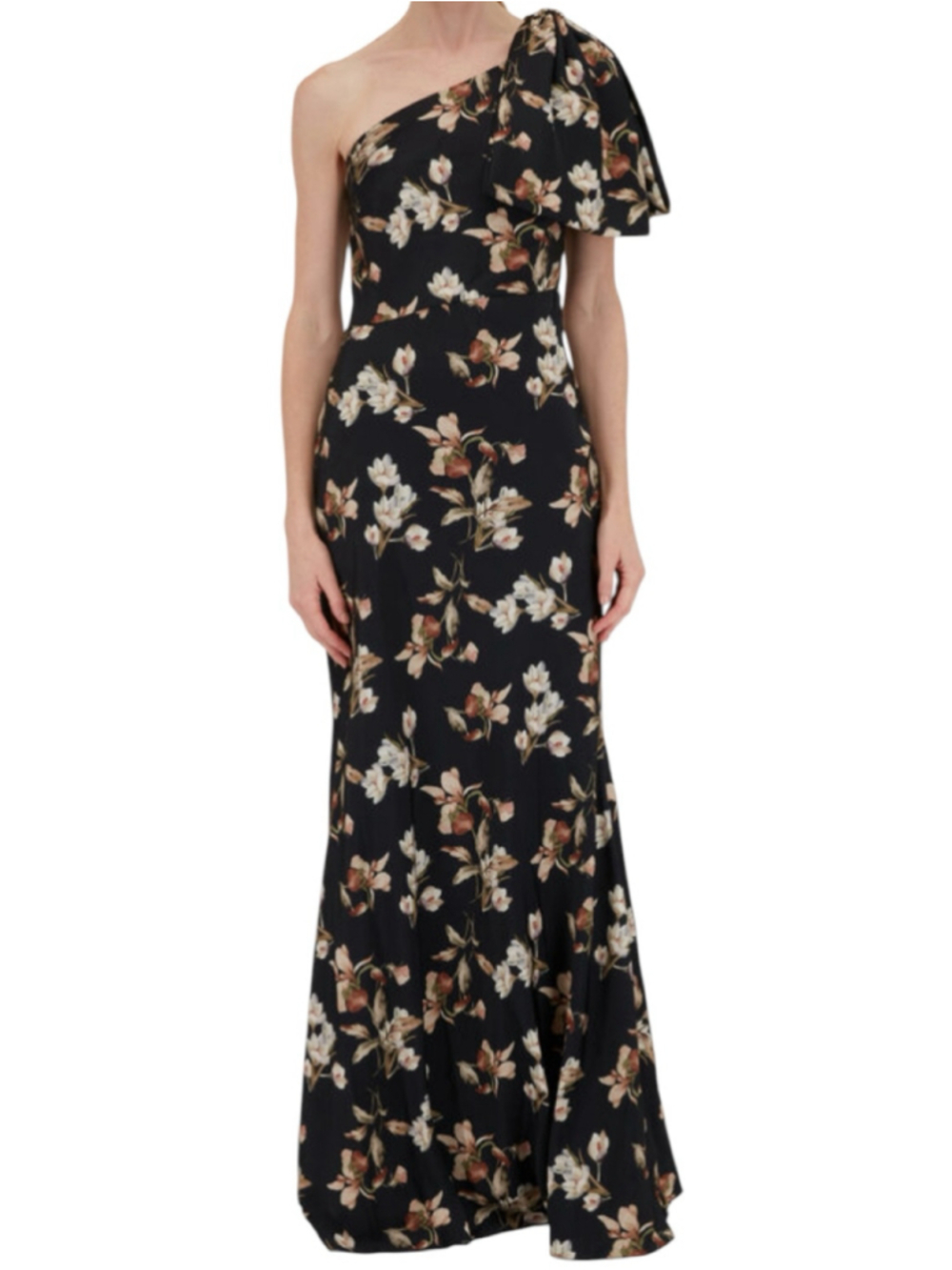NWT SACHIN + BABI Black Floral Aubrey Jewel One Shoulder Gown Dress Size 2